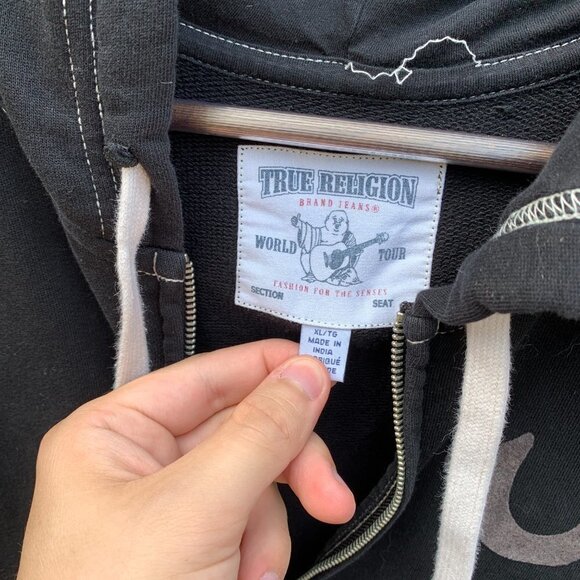 True Religion Logo Hoodie Black XL - Picture 5 of 6